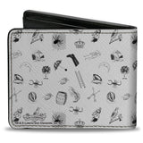 Bi-Fold Wallet - Loteria Icons Scattered White Black