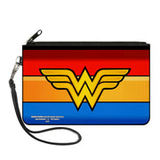 Canvas Zipper Wallet - LARGE - Wonder Woman Logo Stripe Red Yellows Blue