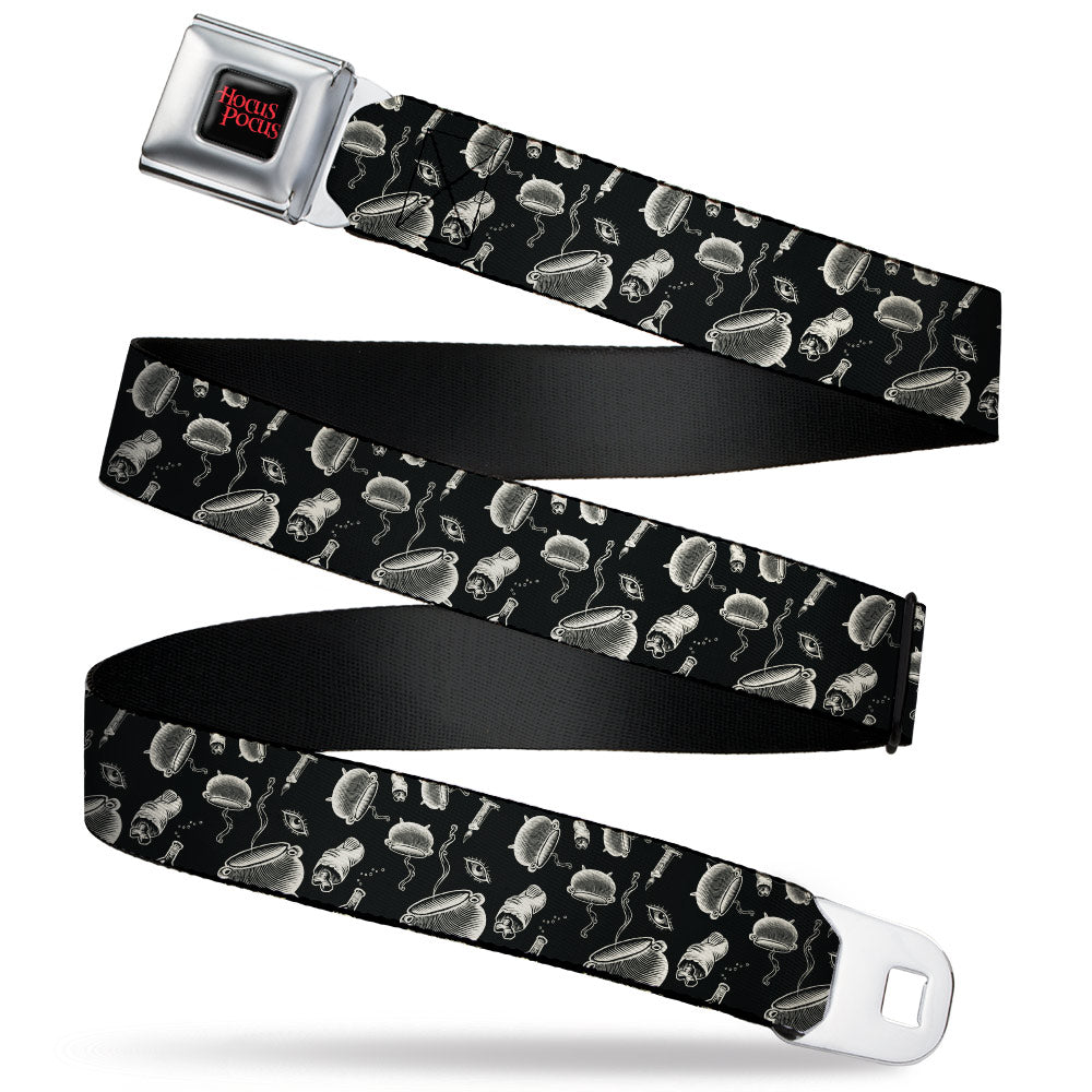 HOCUS POCUS Logo Full Color Black/Red Seatbelt Belt - Hocus Pocus Elements Collage Black/White Webbing