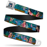 Stitch Smiling CLOSE-UP Full Color Black Seatbelt Belt - Lilo & Stitch 5-Scene Blocks Webbing