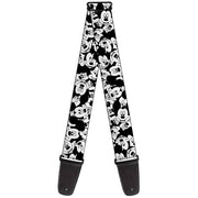 Guitar Strap - Mickey Mouse Expressions Stacked White Black