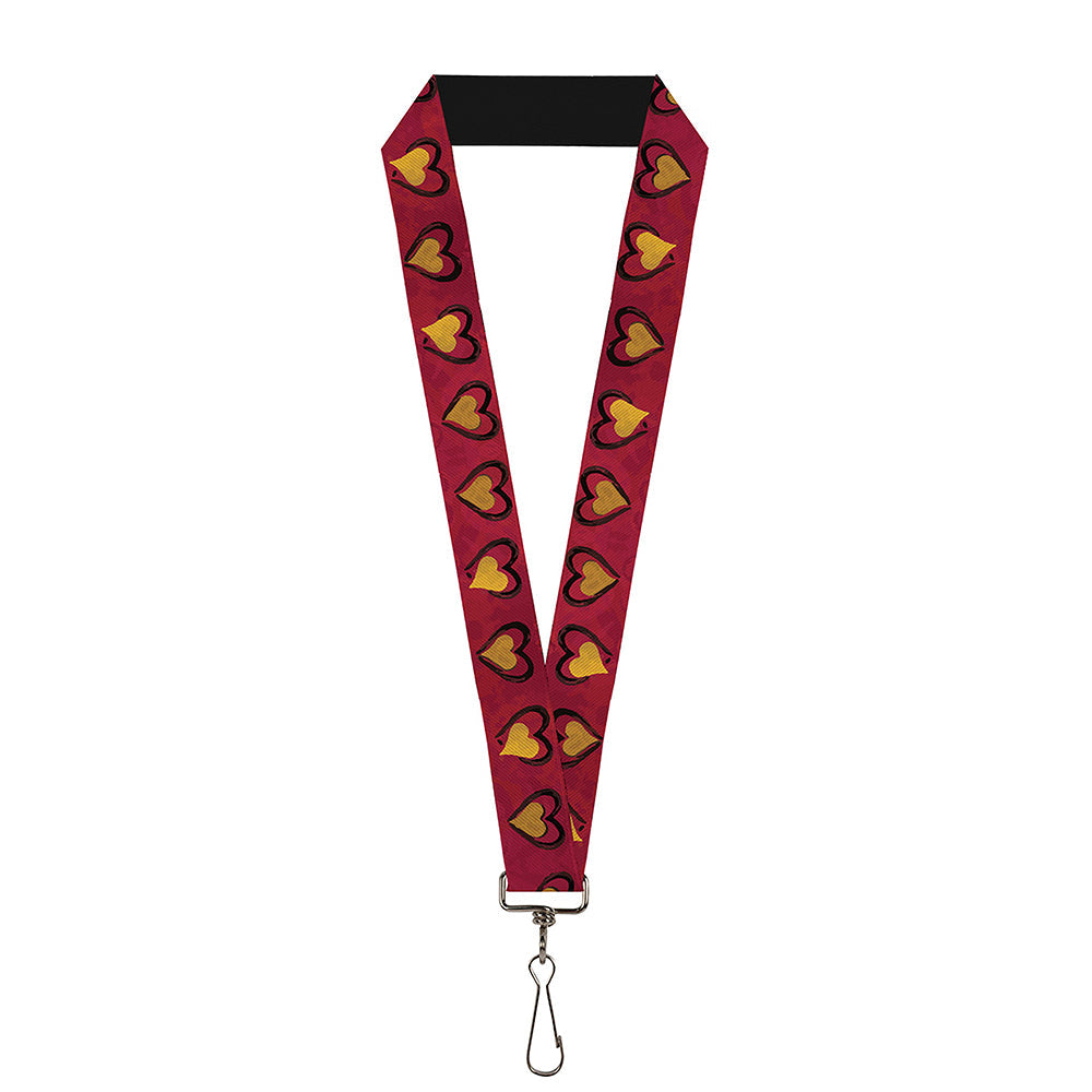 Lanyard - 1.0" - Alice in Wonderland Queen's Hearts Reds Black Gold