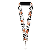 Lanyard - 1.0" - Toy Story Woody Bounding Cowboy Bull Icon Cow Print White Black Brown