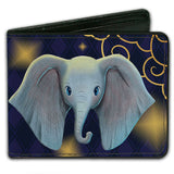 Bi-Fold Wallet - Dumbo Face + DREAMLAND Diamond Checker Blues Golds