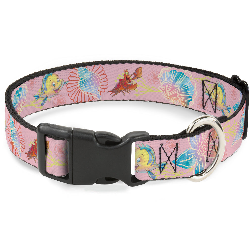 Plastic Clip Collar - The Little Mermaid Flounder and Sebastian Under the Sea Pinks