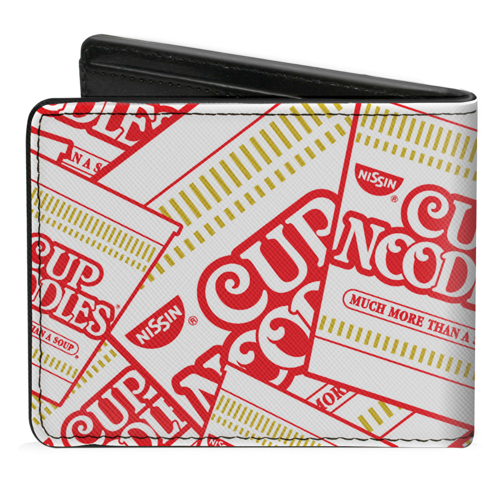 Bi-Fold Wallet - NISSIN CUP NOODLES Cups Stacked White Red Dark Yellow