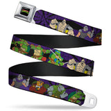 Classic TMNT Logo Full Color Seatbelt Belt - Classic Teenage Mutant Ninja Turtles Group & Villain Poses Purple Webbing