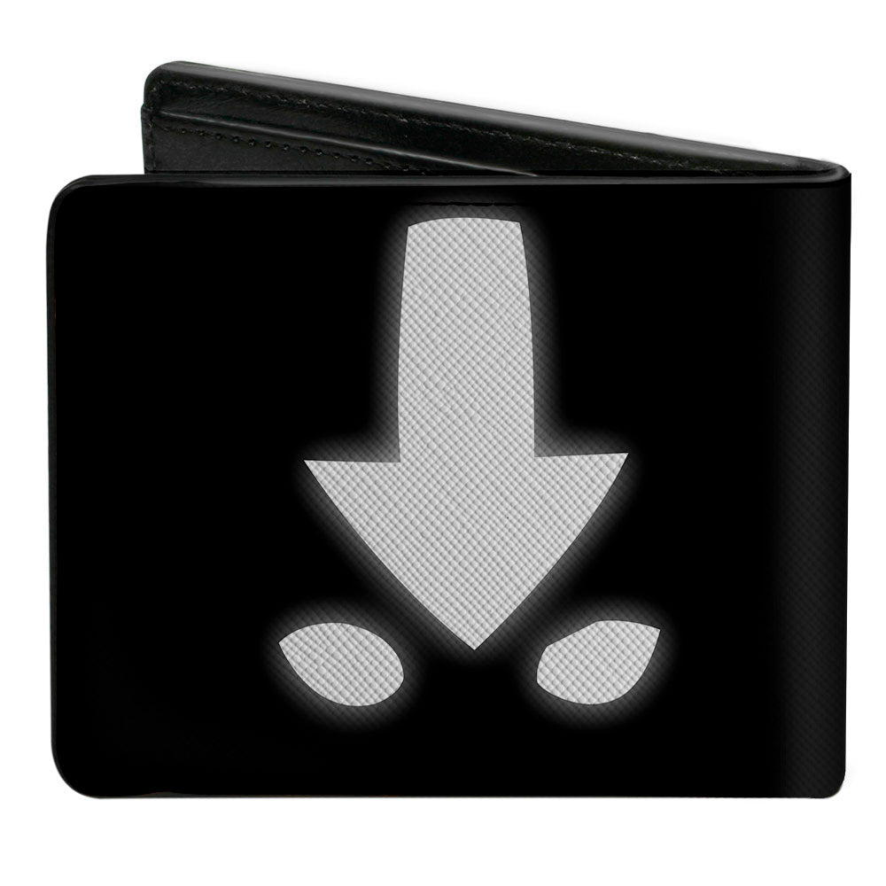 Bi-Fold Wallet - Avatar the Last Airbender Aang Meditating Pose + Glowing Arrow Eyes Black White