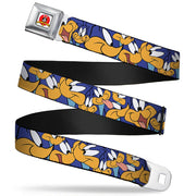 Looney Tunes Logo Full Color White Seatbelt Belt - Road Runner Expressions Stacked Webbing