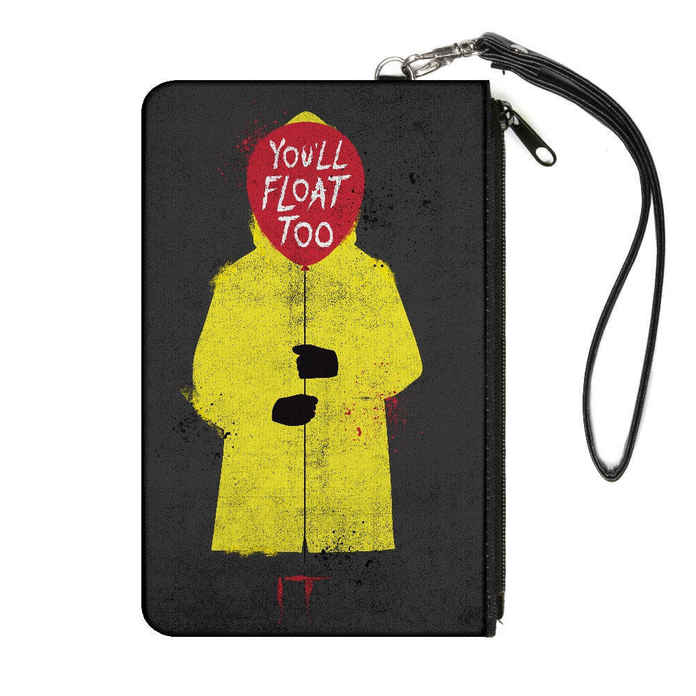 Canvas Zipper Wallet - LARGE - It Georgie Raincoat Balloon YOU'LL FLOAT TOO Pose Gray