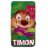 Hinged Wallet - Lion King TIMON Hula Dance Face Leaves Greens