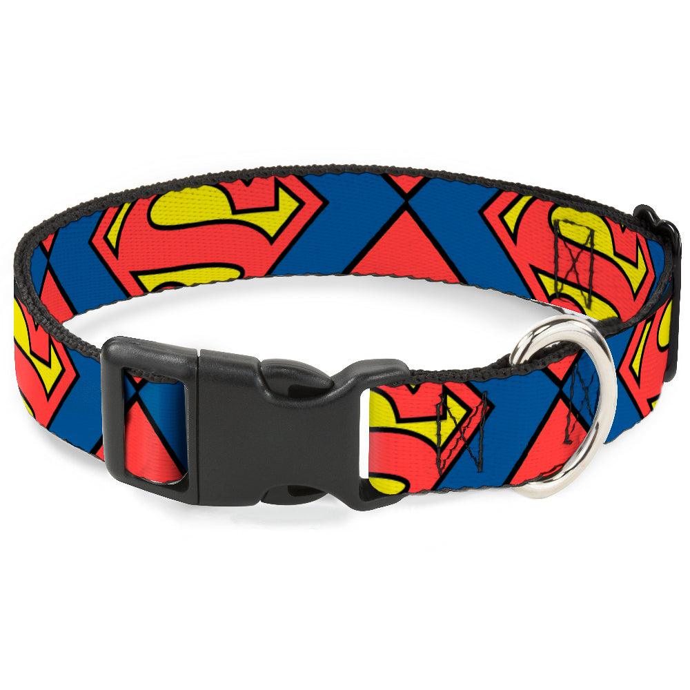 Plastic Clip Collar - Superman Shield CLOSE-UP Blue/Red/Yellow