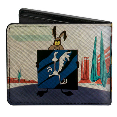 Bi-Fold Wallet - LOONEY TUNES Wile E. Coyote and Road Runner Scene Blocks