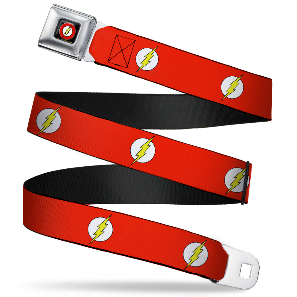 Flash Logo Black Seatbelt Belt - Flash Logo Red/White/Yellow Webbing