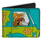 Bi-Fold Wallet - Scooby Doo Group Driving Mystery Machine Side Pose Blue