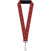 Lanyard - 1.0" - PIRATES OF THE CARRIBEAN Jack Sparrow Skull Icon Red Black Gray