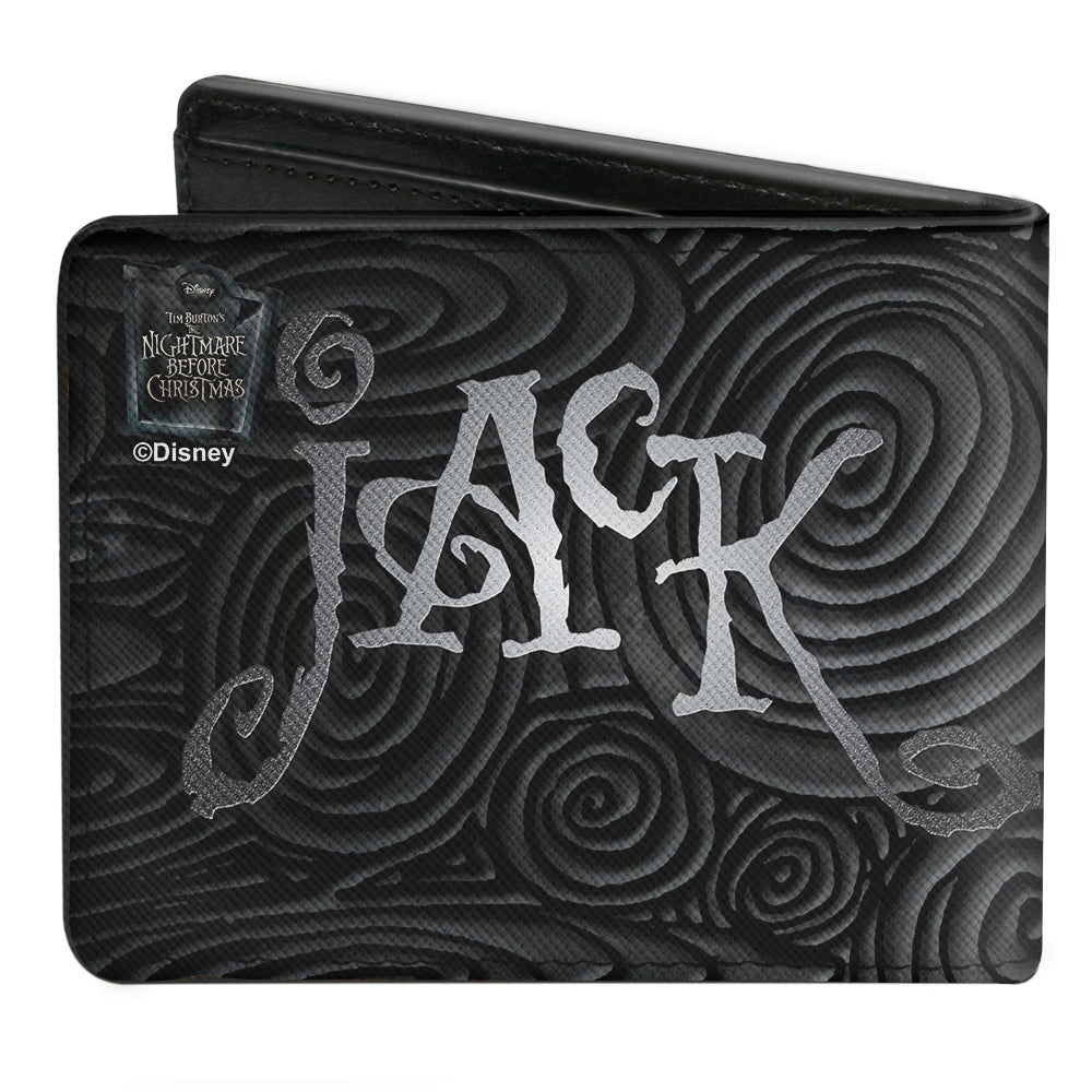 Bi-Fold Wallet - Nightmare Before Christmas Jack Arms Crossed Pose + JACK Swirls Black Grays