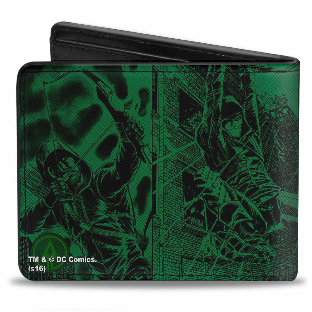 Bi-Fold Wallet - Green Arrow Profile Poses HAVE YOU SEEN THIS MAN? Green Black