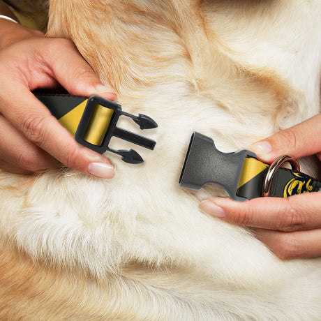 Plastic Clip Collar - HUFFLEPUFF Crest Diagonal Stripe Charcoal Gray/Yellow