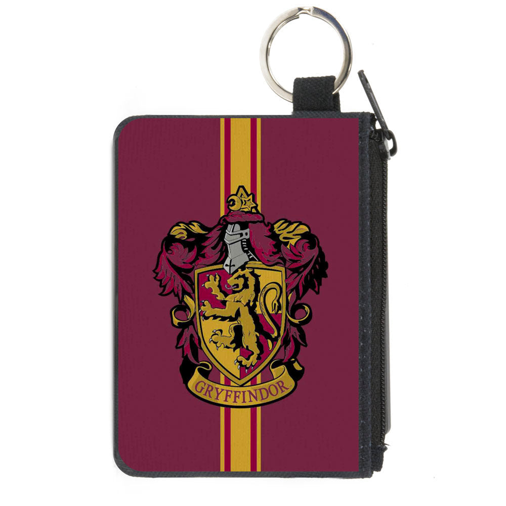 Canvas Zipper Wallet - MINI X-SMALL - GRYFFINDOR Crest Vertical Stripe Burgundy Gold