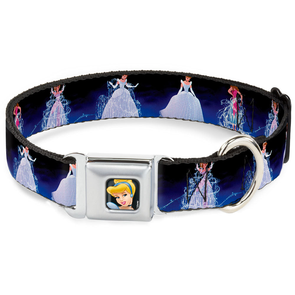 Cinderella CLOSE-UP Full Color Seatbelt Buckle Collar - Cinderella Transformation Blue Fade