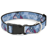 Plastic Clip Collar - Winnie the Pooh Eeyore Text and Expression Close-Up Dot Blues