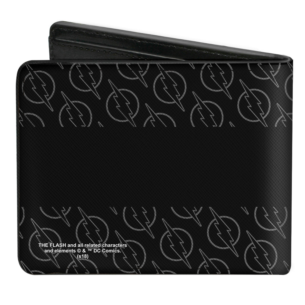 Bi-Fold Wallet - Reverse Flash Logo Stripe Logo Monogram Black Grays