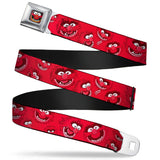 Animal Face CLOSE-UP Full Color Black Seatbelt Belt - Animal Expressions Scattered Reds Webbing