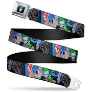 Joker Laughing Face CLOSE-UP Black Seatbelt Belt - Joker BANG Gun Alley Pose CLOSE-UP Webbing