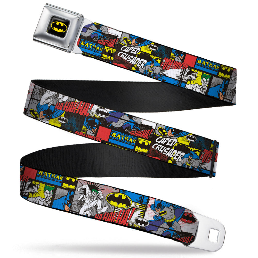 Batman Full Color Black Yellow Seatbelt Belt - Batman & Joker Comic Blocks Webbing