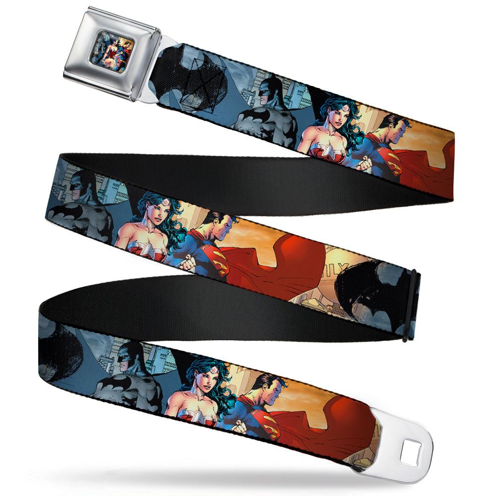 DC Comics Trinity Group Pose Full Color Seatbelt Belt - DC Comics Trinity Group Pose/Logos Webbing