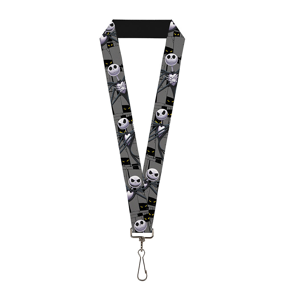 Lanyard - 1.0" - Nightmare Before Christmas 3-Jack Poses Peeping Eyes Gray Black Yellow