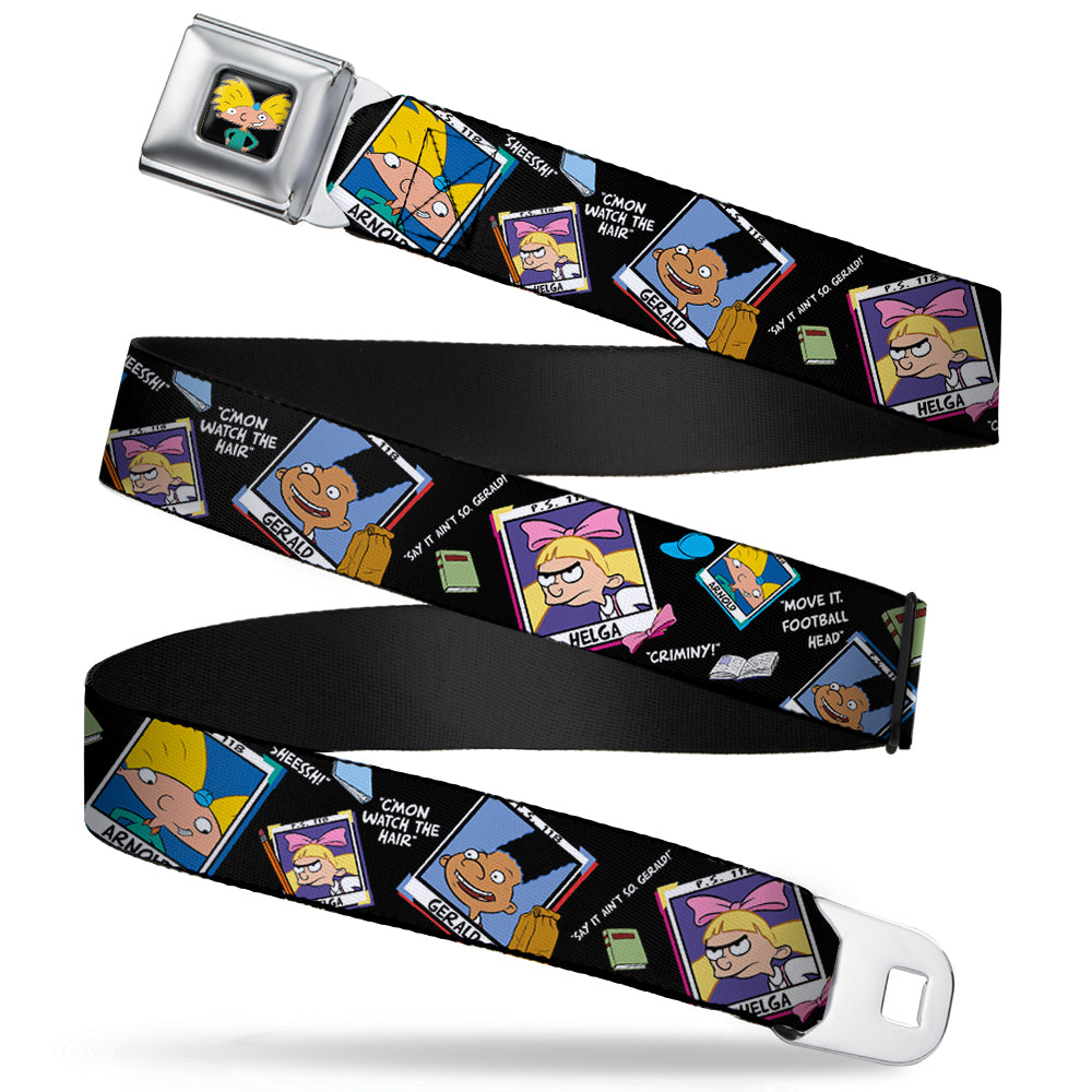 Arnold Pose Full Color Black Seatbelt Belt - Hey Arnold Class Pix/Quotes ARNOLD/GERALD/HELGA Webbing