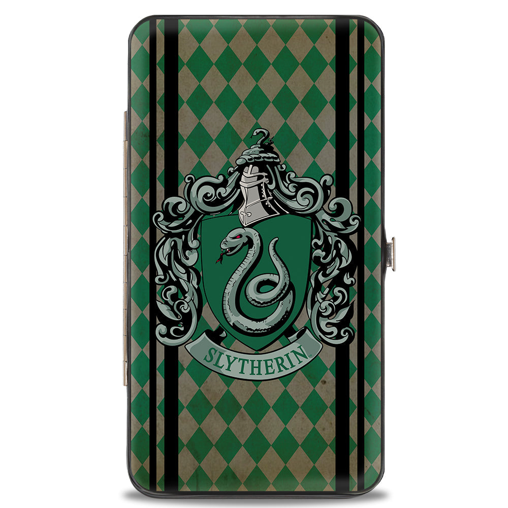 Hinged Wallet - SLYTHERIN Crest Stripes Diamonds Greens Black