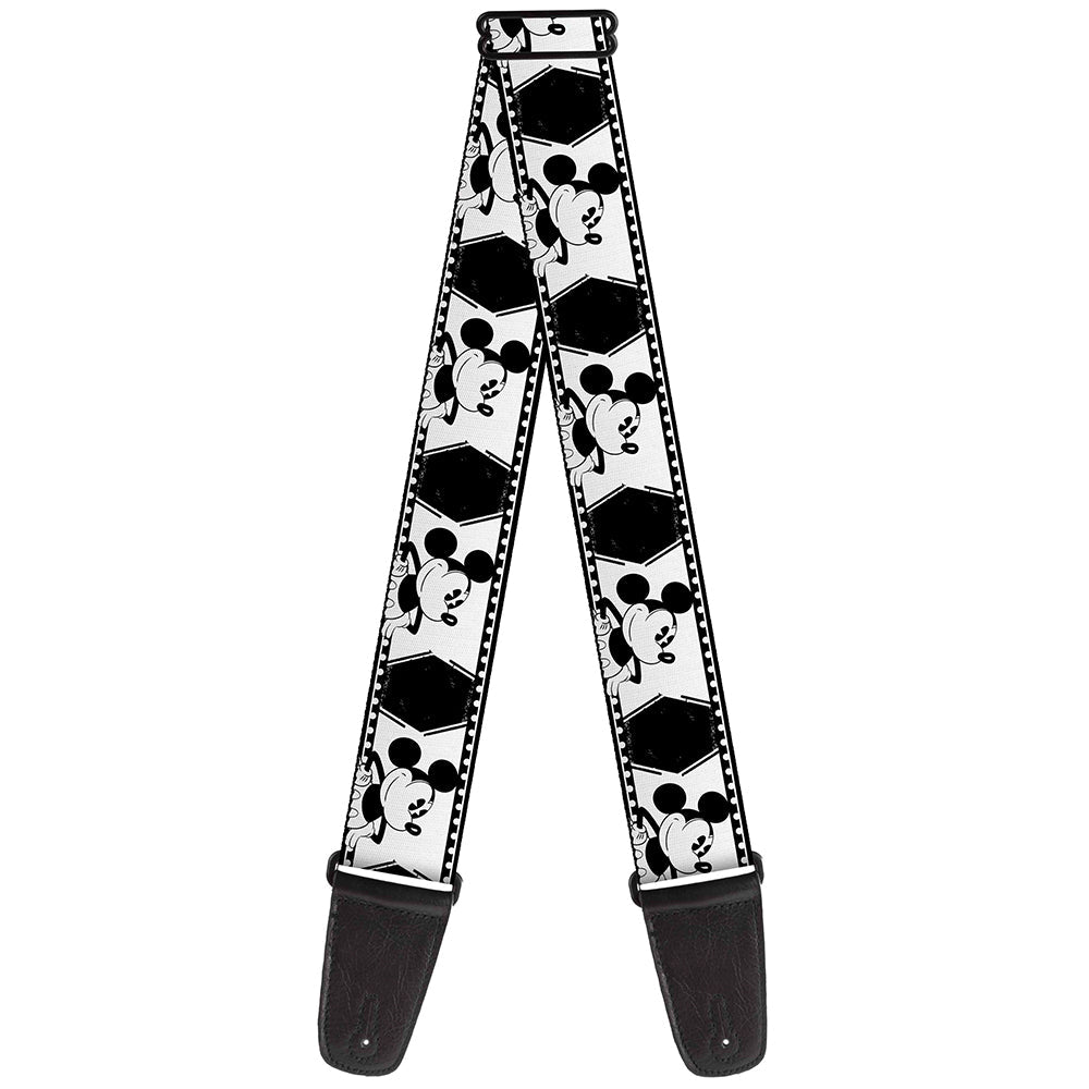 Guitar Strap - Mickey Standing Pose Film Strip White Black