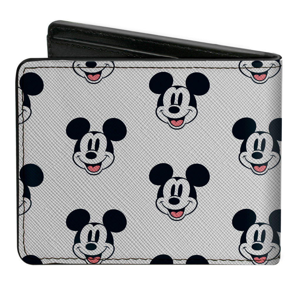 Bi-Fold Wallet - Mickey Mouse Smiling Expression All Over White