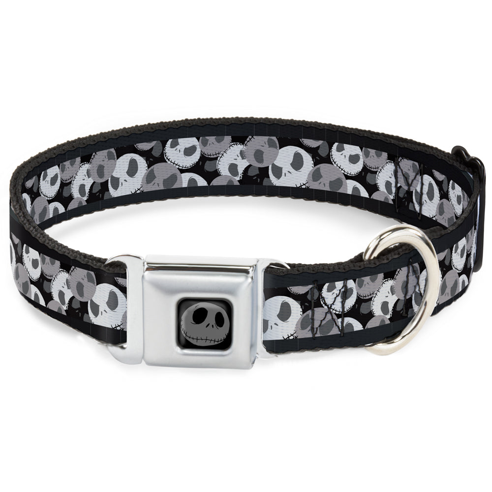 Jack Expression5 Black Silver Seatbelt Buckle Collar - Nightmare Before Christmas Jack Expression Stacked Black/Grays