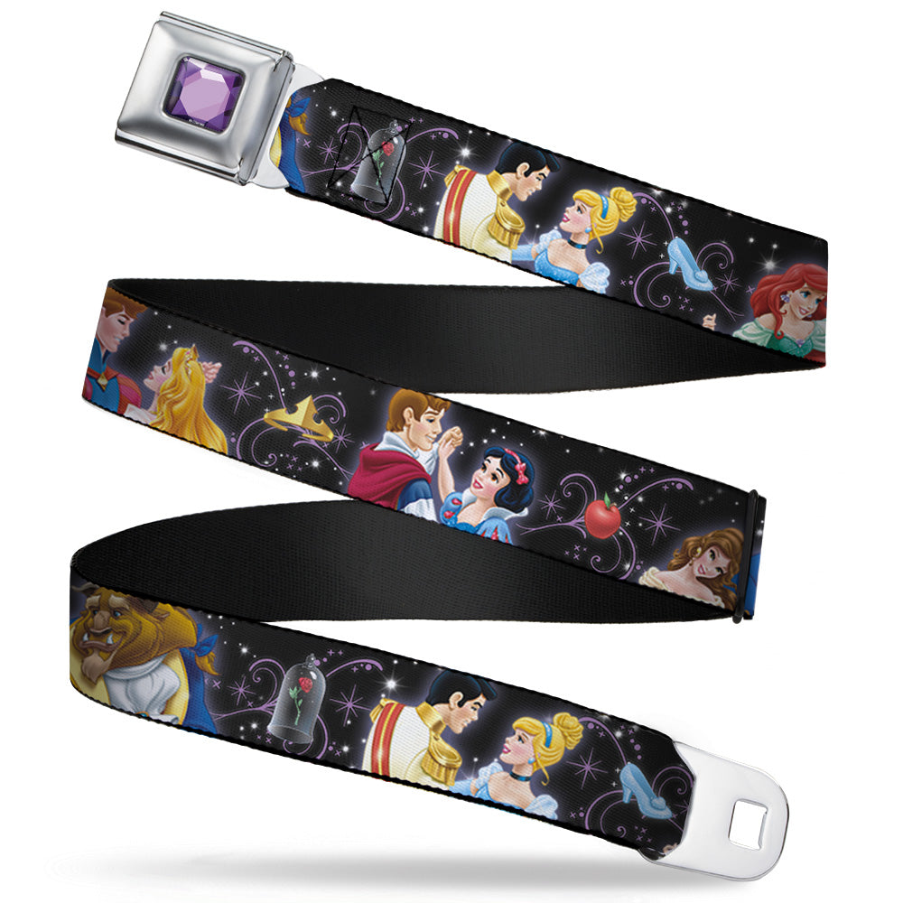 Princess Gem CLOSE-UP Full Color Purple Seatbelt Belt - Disney Princesses & Prince's Dancing Webbing