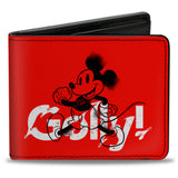 Bi-Fold Wallet - Mickey Mouse Walking Pose + MICKEY 1928 Logo Fade Red Black White