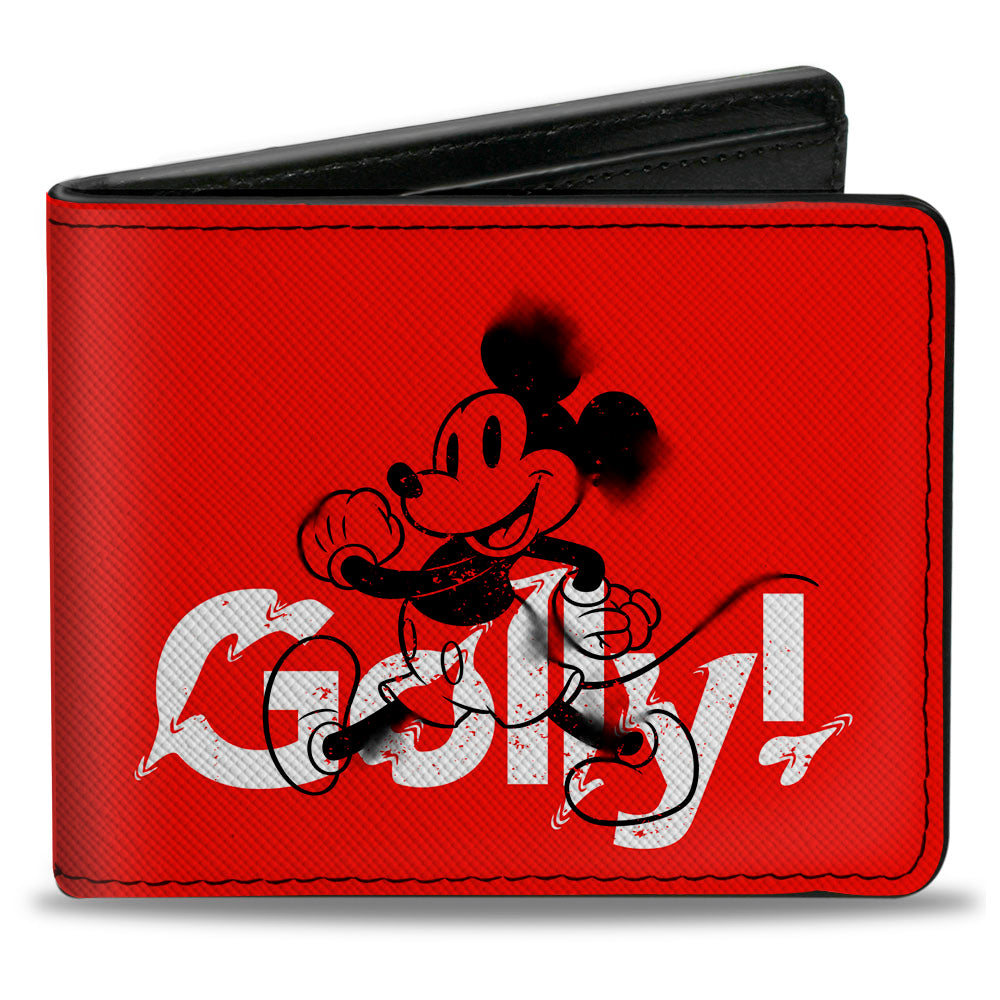 Bi-Fold Wallet - Mickey Mouse Walking Pose + MICKEY 1928 Logo Fade Red Black White