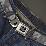 Jack Expression5 Black Silver Seatbelt Belt - Nightmare Before Christmas Jack Expression Stacked Grays Webbing