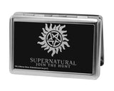 Business Card Holder - LARGE - Winchester Pentagram SUPERNATURAL-JOIN THE HUNT Reverse Brushed