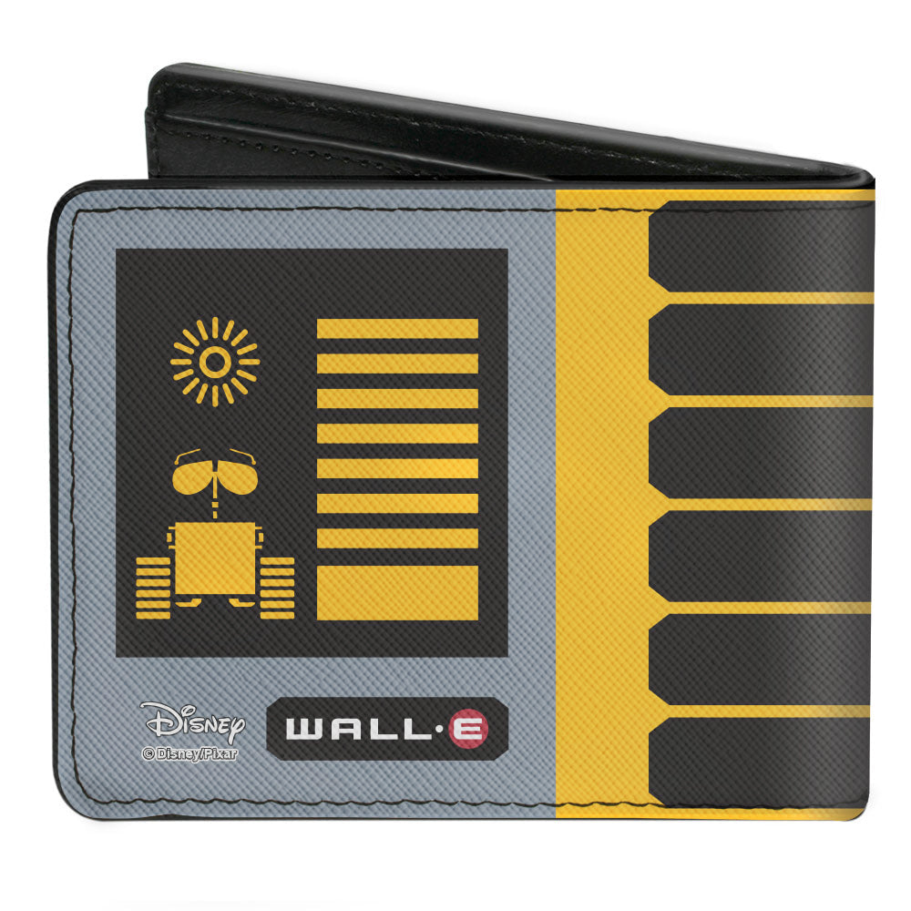 Bi-Fold Wallet - WALL-E Pose Tread Solar Charge Level Icon Gray Yellow Black