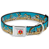 Looney Tunes Logo Full Color White Seatbelt Buckle Collar - WILE E. COYOTE Expressions/Signs Desert