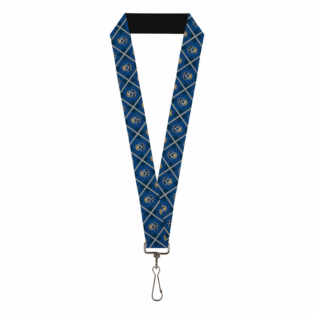 Lanyard - 1.0" - Harry Potter Ravenclaw Crest Plaid Blues Gray