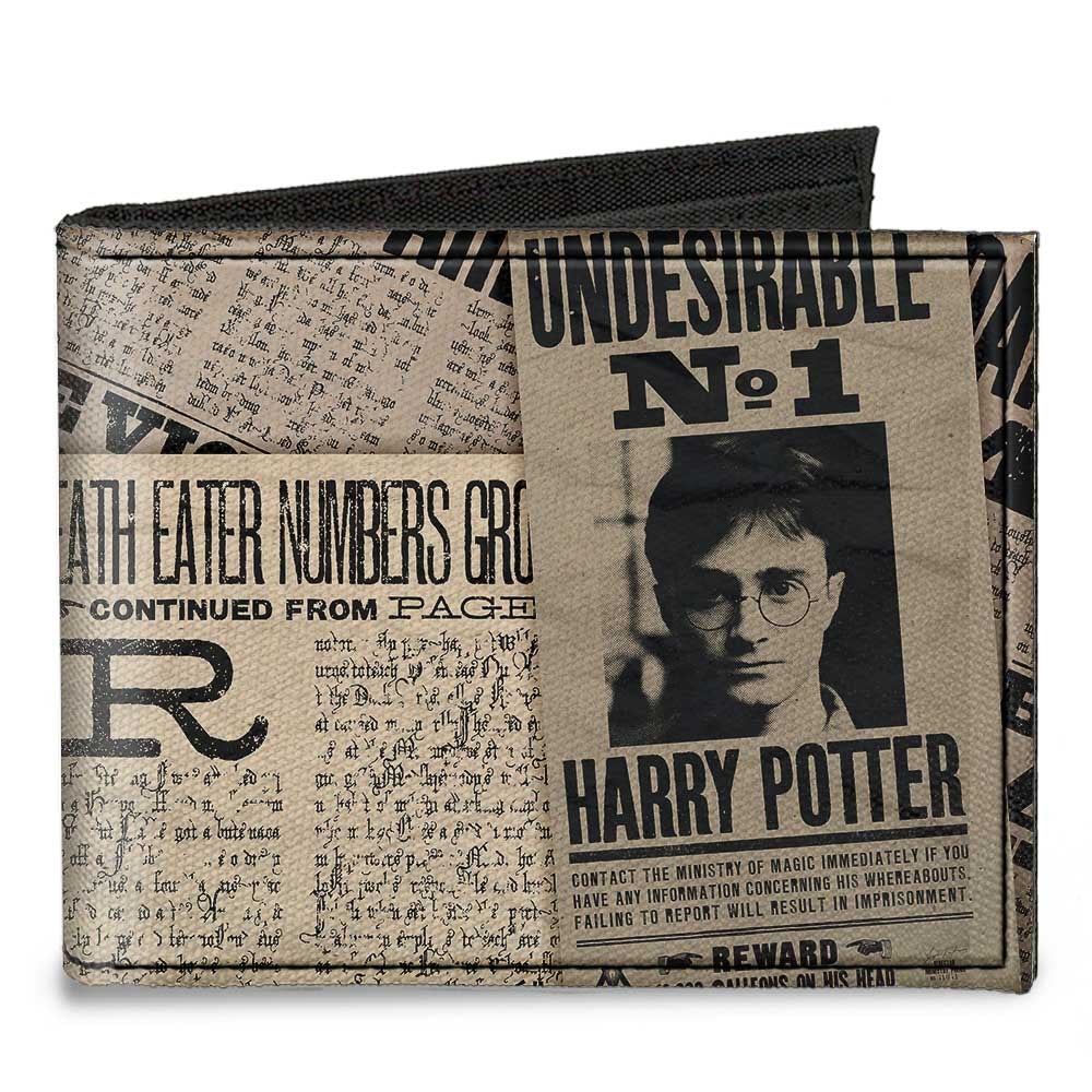 Canvas Bi-Fold Wallet - Harry Potter Newspaper Headlines UNDESIRABLE NO 1