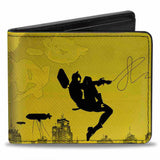 Bi-Fold Wallet - Batman Catwoman Skyline Chase Silhouettes Yellows Black