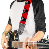 Guitar Strap - Minnie Mouse Silhouette Red Black Polka Dot