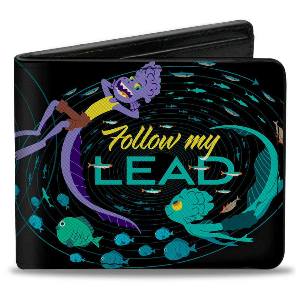 Bi-Fold Wallet - Luca and Alberto Sea Monsters FOLLOW MY LEAD Swimming Pose Black Blues