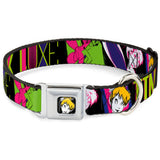 Tink Luxe Full Color Black White Seatbelt Buckle Collar - TINK LUXE Sketch Black/Multi Neon